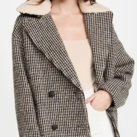 rag & bone Mina Oversized Houndstooth Coat (No Faux Fur Collar) – Size L - Picture 6 of 6